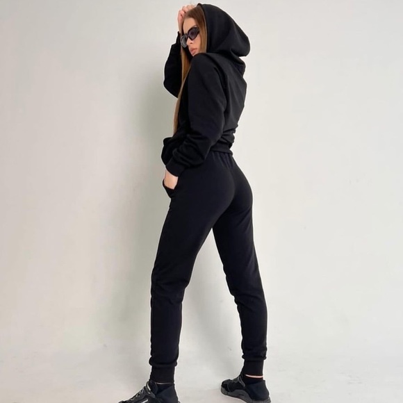 NEW black warm hoodie & joggers sets, fleece model ❄️ - Picture 1 of 5